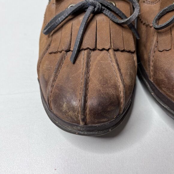 UGG Haylie Brown Wool Lined  Leather Boat Duck Shoes Women’s Size 8 - Picture 4 of 10
